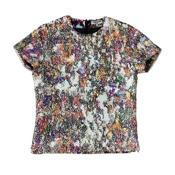 OPENING CEREMONY Size 2 Girl Collage Sequin Blouse Top Multi-Color Print - Picture 2 of 12